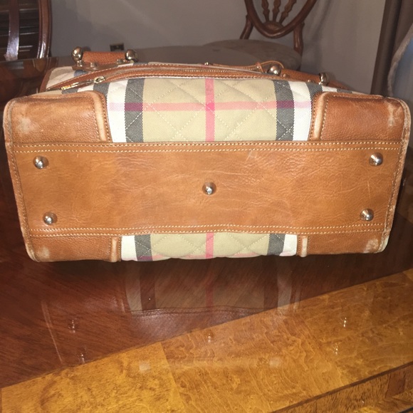 Burberry Chestnut Leather Quilted Manor Satchel - Picture 6 of 9